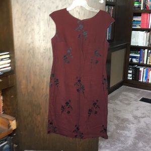 Asian influenced burgundy flowered dress Sz 12